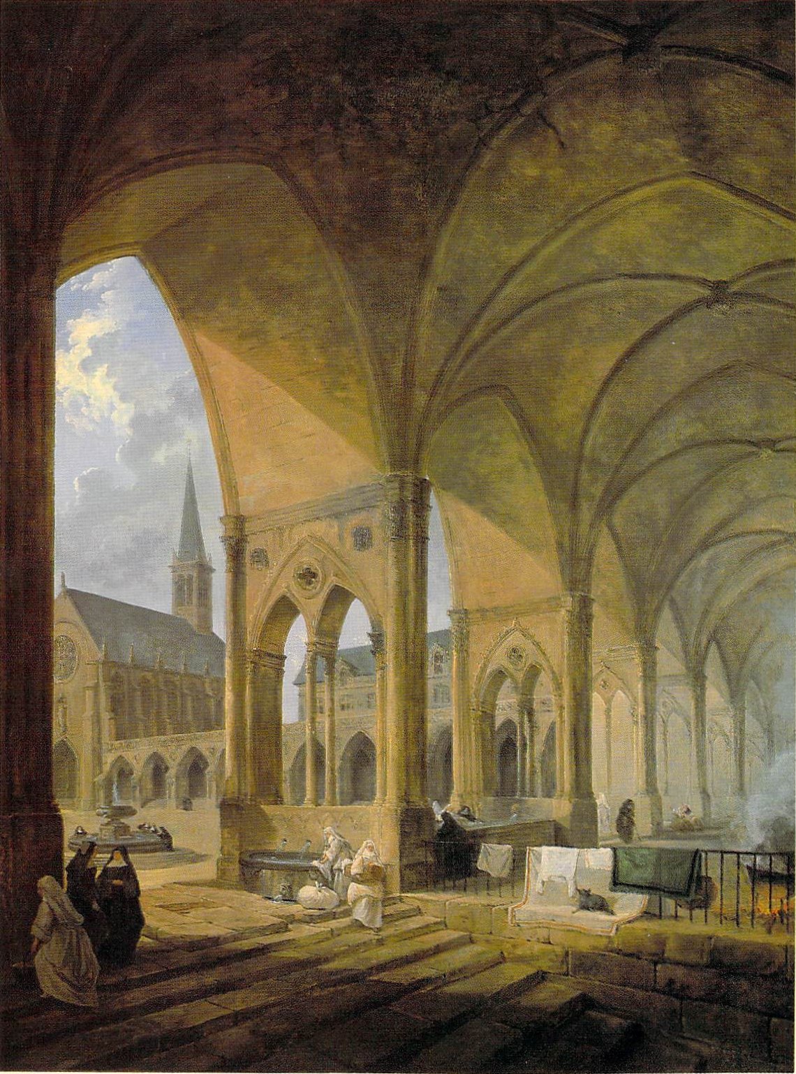 The Cloister of the Augustinian Nuns by Hubert Robert - hand-painted oil reproduction