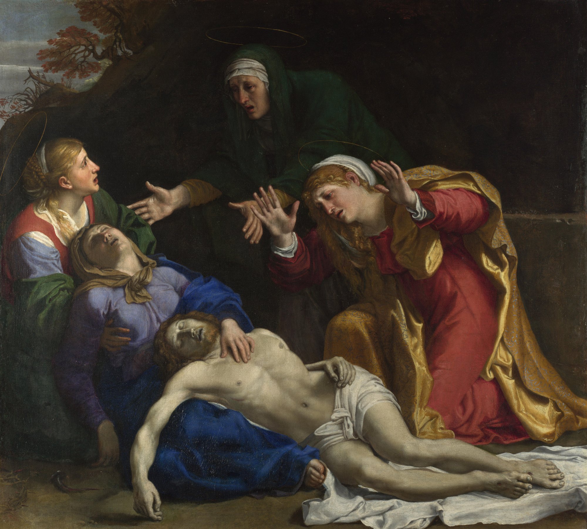 The Dead Christ Mourned by Annibale Carracci - hand-painted oil reproduction