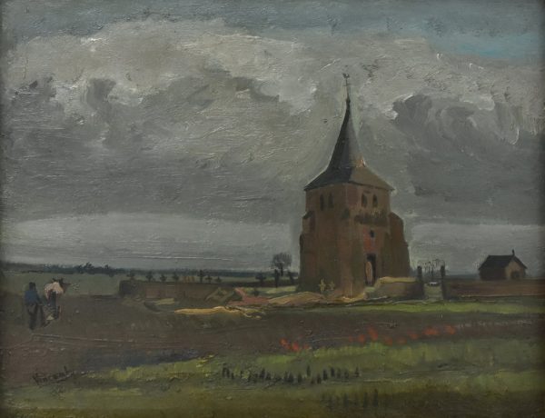 The Old Tower at Nuenen with a Ploughman by Vincent Van Gogh