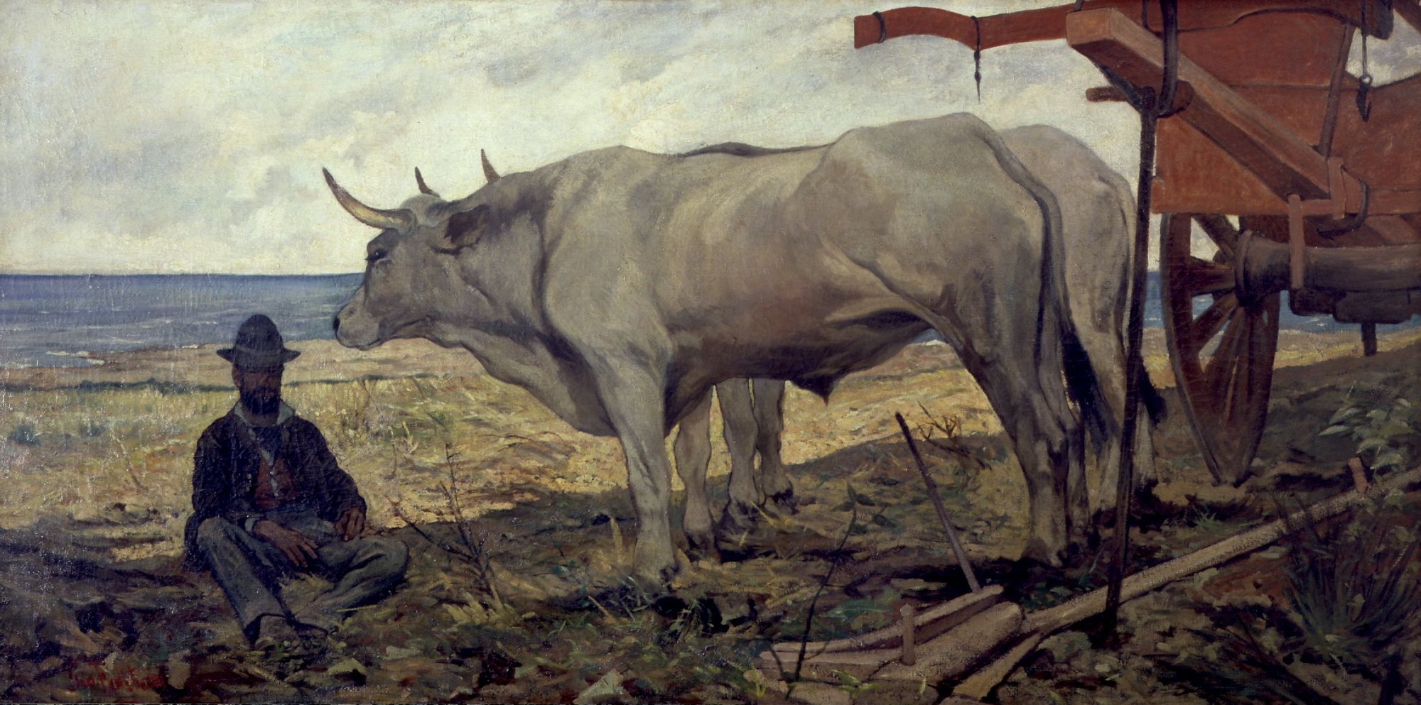 The Red Cart by Giovanni Fattori - hand-painted oil reproduction