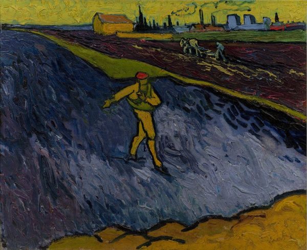 The Sower Outskirts of Arles in the Background by Vincent Van Gogh