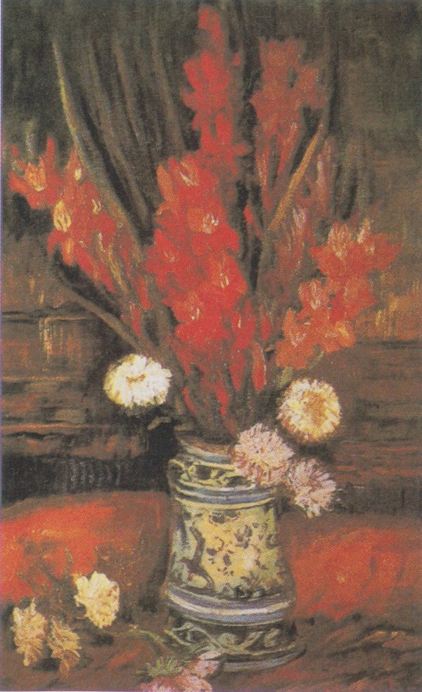 Vase with Dark Red Gladioli by Vincent Van Gogh