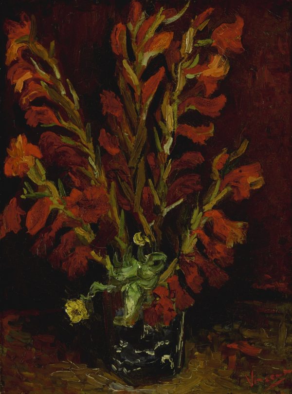 Vase with Light Red Gladioli by Vincent Van Gogh