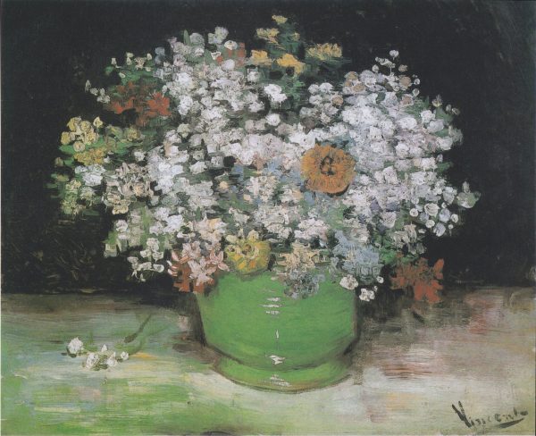 Vase with Zinnias and Other Flowers by Vincent Van Gogh