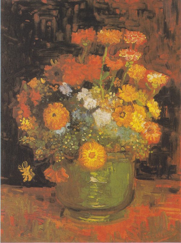 Vase with Zinnias by Vincent Van Gogh