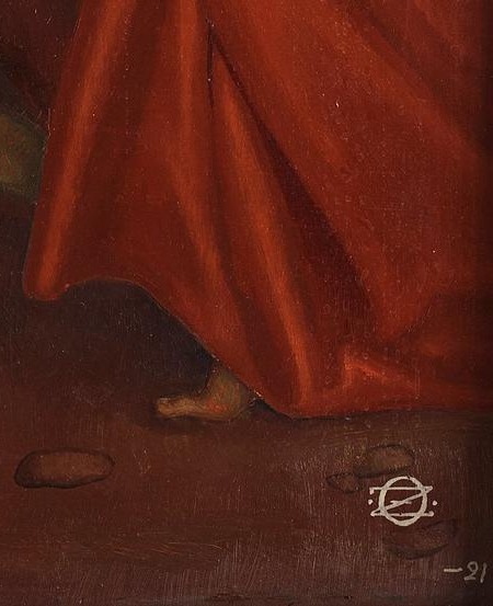 Owe Zerge monogram and the date 21 at the lower right of Victoria Mortis