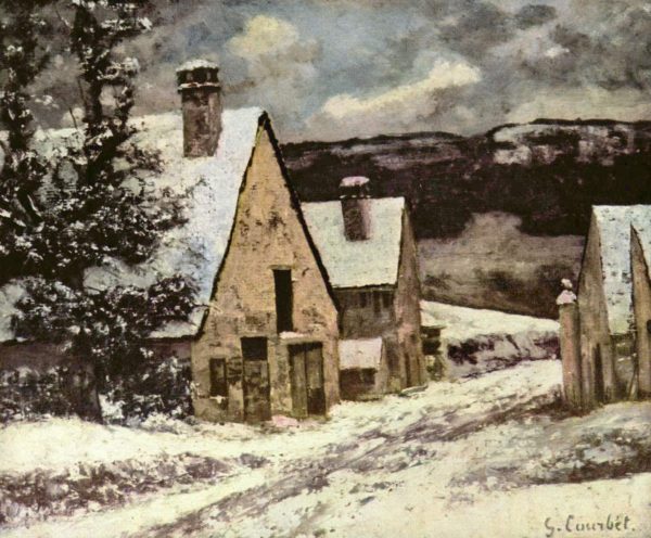 Village Road In Winter by Gustave Courbet