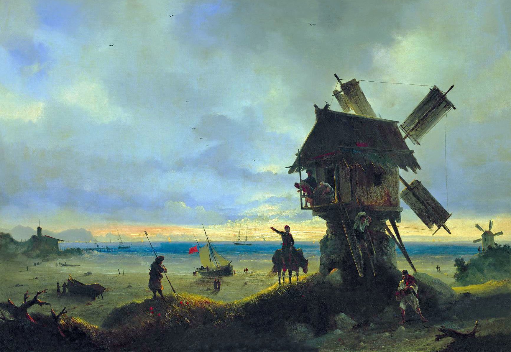 Windmill On The Sea by Ivan Aivazovsky - hand-painted oil reproduction