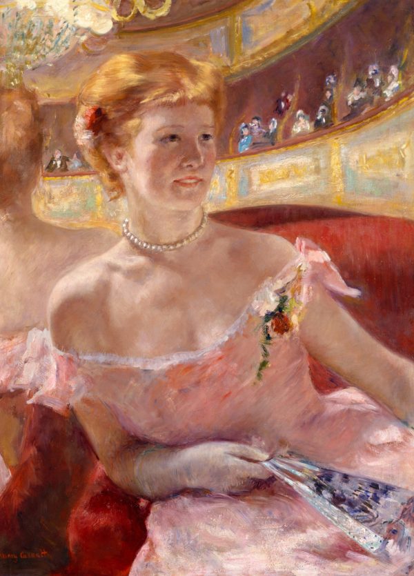 Woman With A Pearl Necklace In A Loge by Mary Cassatt