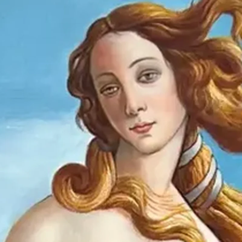 Close-up of a ByMuseum hand-painted canvas of The Birth of Venus